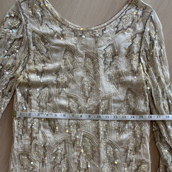 Scala Vintage 80s Elegant Sequin/Beaded Embellished Cream Dress - Picture 7 of 8